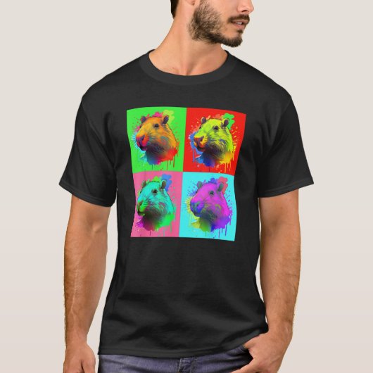 T-shirt Capybara Painted Art Portrait Cute Capybara Lover  (Devant)