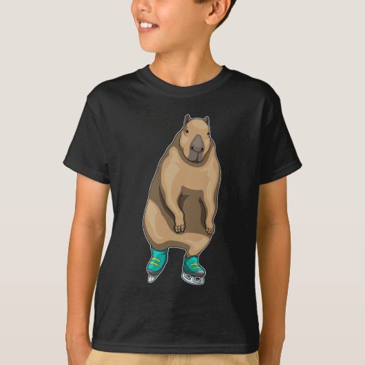 T-shirt Capybara Patinage sur glace Patins sur glace (Devant)