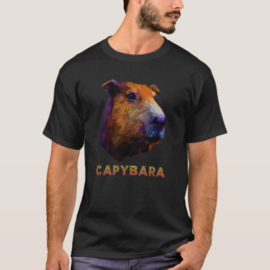 T-shirt Capybara Polygon Capibara Wildlife Low Poly Animal (Devant)