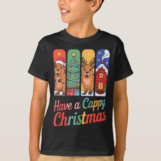 T-shirt Capybara Reindeer Xmas Have A Capy Christmas  (Devant)