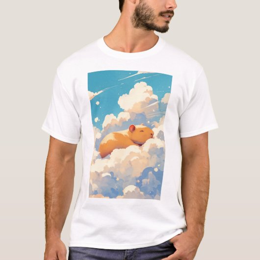T-shirt Capybara rêvant dans les nuages (Devant)