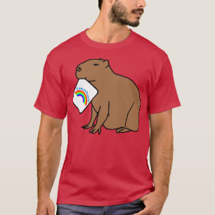 T-shirt Capybara roule avec un arc en ciel quelque part