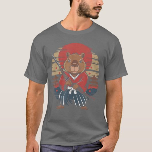 T-shirt Capybara Samouraï Japonais drôle (Devant)