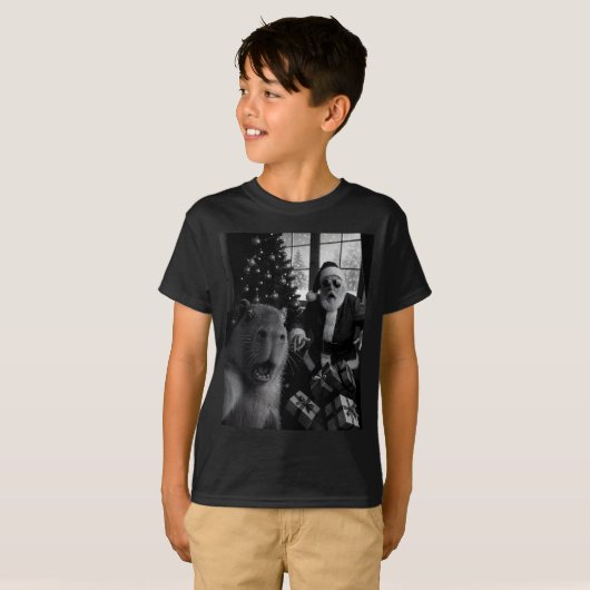 T-shirt Capybara Selfie With Santa Funny Capybara For Men (Devant entier)
