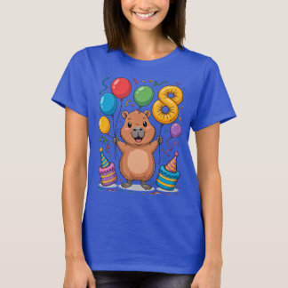 T-shirt Capybara Shirt for Girls 8 Birthday Celebration
