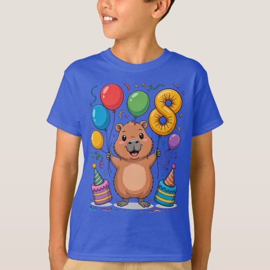 T-shirt Capybara Shirt for Girls 8 Birthday Celebration (Devant)