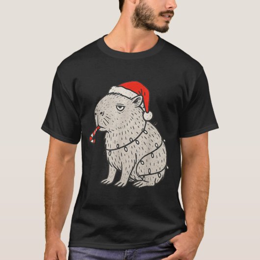 T-shirt Capybara Smoking Christmas Ugly Cigarette Gen Z (Devant)