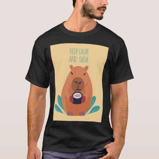 T-shirt Capybara tenant des sushis (Devant)