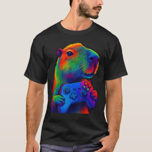 T-shirt Capybara Vidéo Drôle Jeux Capybara Jouant Aux Jeux