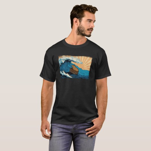 T-shirt Capybara Wave Capibara Plage Surfeur Perdu (Devant entier)