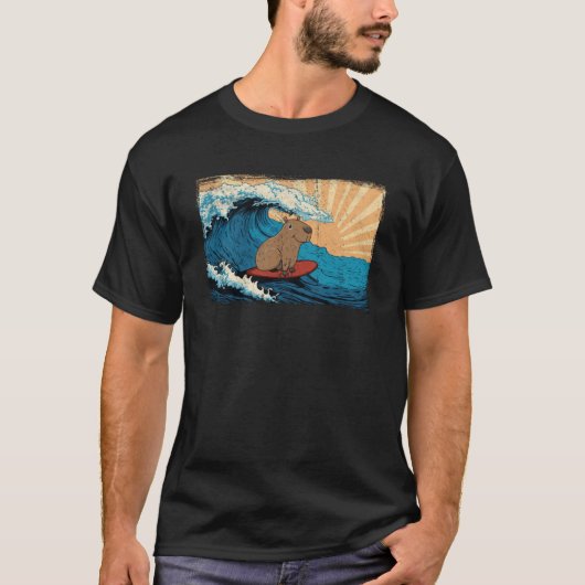 T-shirt Capybara Wave Capibara Surfer Surfer (Devant)