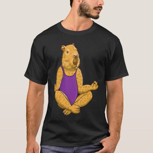 T-shirt Capybara Yoga poses Meditation Workout exercises g (Devant)