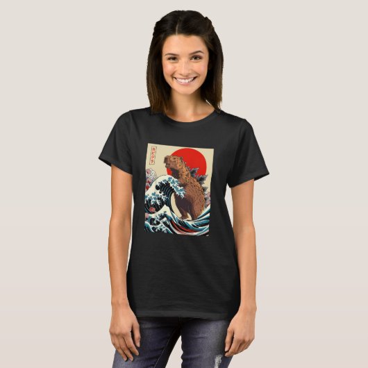 T-shirt Capyzilla Capybara Japonais Art Retro Rodent Funny (Devant entier)