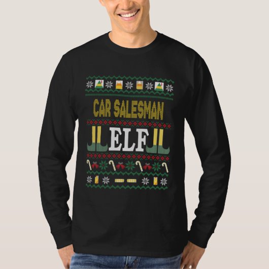 T-shirt Car Salesman Elf Christmas (Devant)
