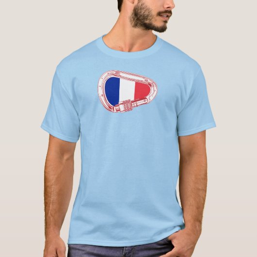 T-shirt Carabiner pour grimper au drapeau de la France (Devant)