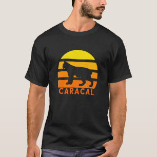 T-shirt Caracal Rétro Vintage Coucher de soleil Lynx Chat