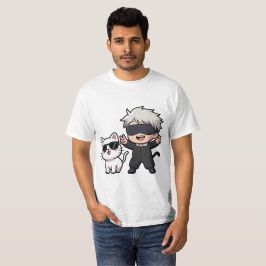 T-shirt Caractère Anime & Chat Blushing (Devant entier)