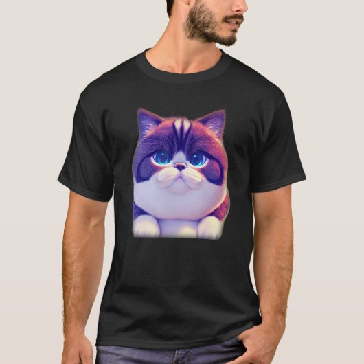 T-shirt Caractère Cute Fluffy Chonky Exotic Shorthair Chat (Devant)