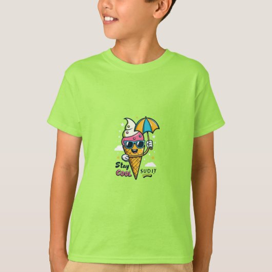 T-shirt Caractère de cône de crème glacée cool (Devant)