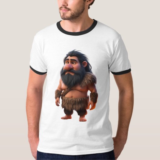 T-shirt Caractère Drôle de Caveman de dessin animé - Ours  (Devant)