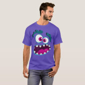 T-shirt Caractère Monstre Violet Drôle Joyeux Visage Effra (Devant entier)