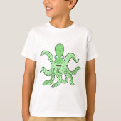 T-shirt Caractère pieuvre verte Quirky Sea Monster (Devant)