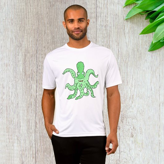 T-shirt Caractère pieuvre verte Quirky Sea Monster