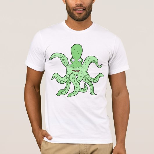 T-shirt Caractère pieuvre verte Quirky Sea Monster (Devant)