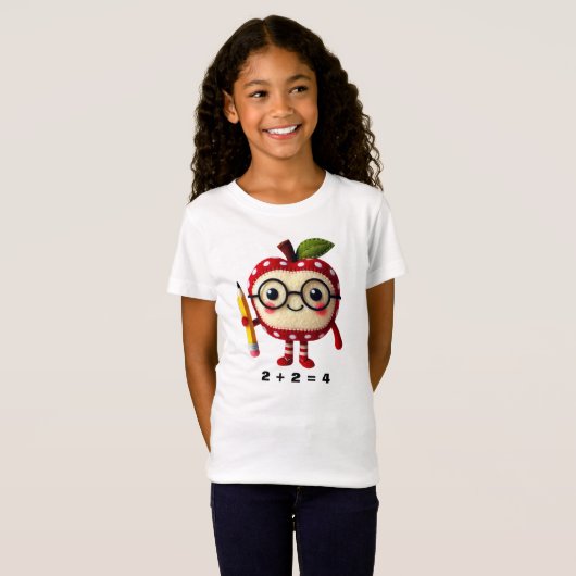 T-Shirt Caractère Pomme rouge mignon avec équation mathéma (Devant entier)