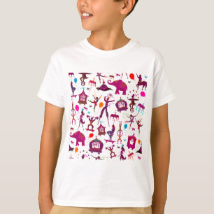 T-shirt caractères colorés de cirque sur le blanc