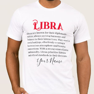 T-shirt Caractéristiques de la bibliothèque et signe zodia