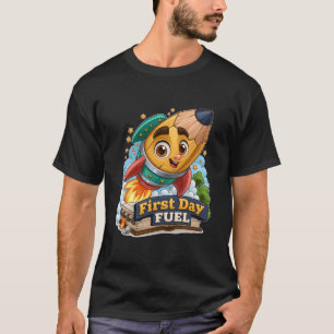 T-shirt Carburant de premier jour Mignon crayon fusée Navi