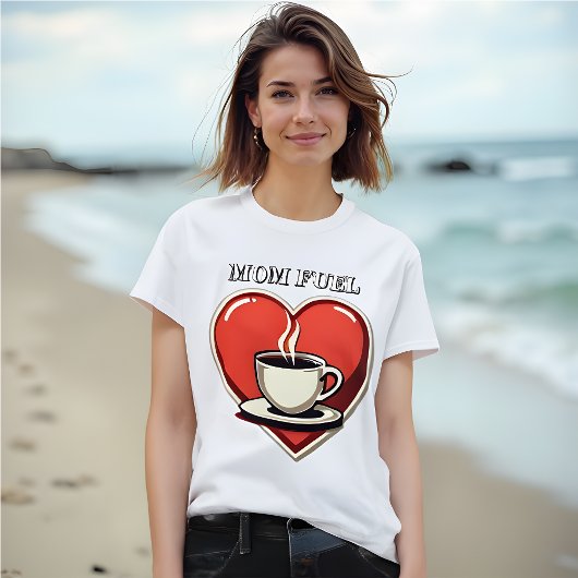 T-shirt Carburant Maman - Style rétro Coeur et café