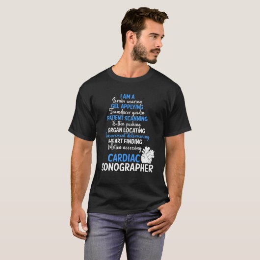 T-shirt Cardiac Sonographe Echo Tech Application RDCS (Devant entier)