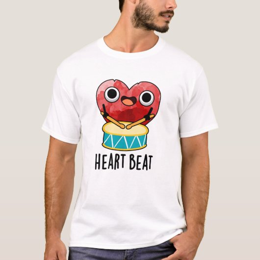 T-shirt Cardiaque Beat Funny Heart Drummer Pun (Devant)