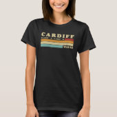 T-shirt Cardiff Wales UK City Rétro Longitude Latitude (Devant)
