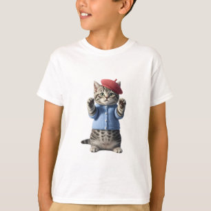 T-shirt Cardigan et béret mignon chat tigré enfants