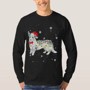 T-shirt Cardigan Welsh Corgi Dog Christmas Light Xmas