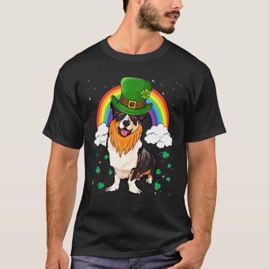 T-shirt Cardigan Welsh Corgi Jour de la Saint Patrick Lepr (Devant)