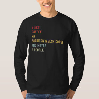 T-shirt Cardigan Welsh Corgi Retro Chien Et Café