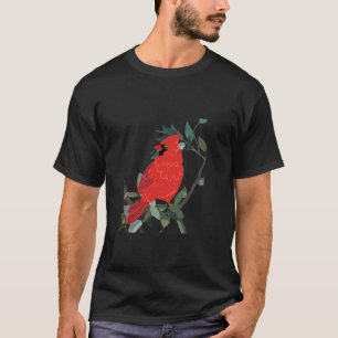 T-shirt Cardinal nordique Oiseau rouge sur branche d'arbre