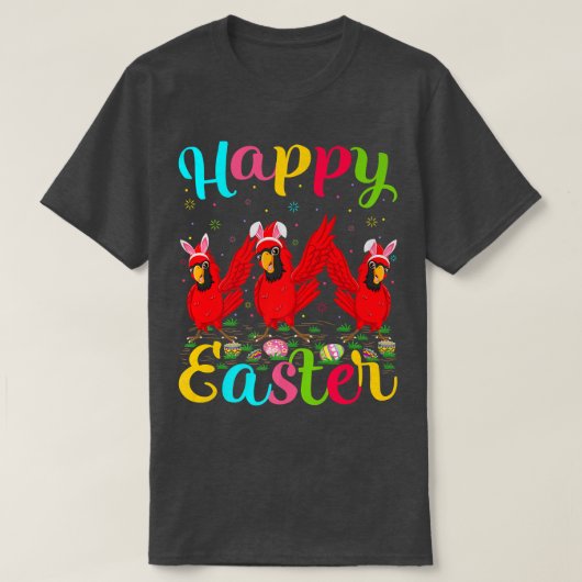 T-shirt Cardinal Oiseau Amoureux OEuf de Pâques Bunny Card (Design devant)
