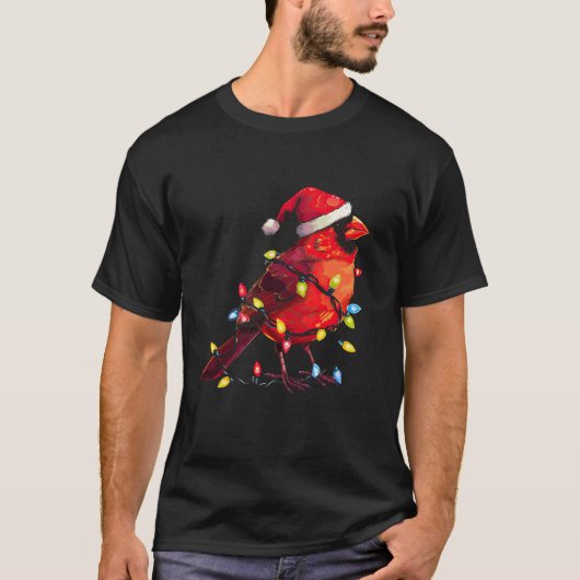 T-shirt Cardinal Rouge de Père Noël Joyeux Noël Oiseau (Devant)