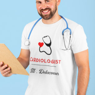 T-shirt Cardiologue - stéthoscope en forme de coeur