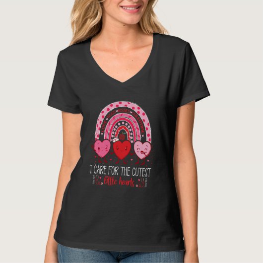 T-shirt Care For Cutest Little Hearts CNA Nurse Valentines (Devant)
