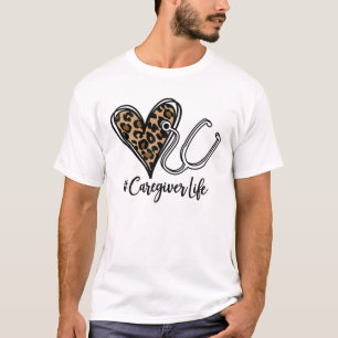 T-shirt Caregiver Leopard Heart Stéthoscope