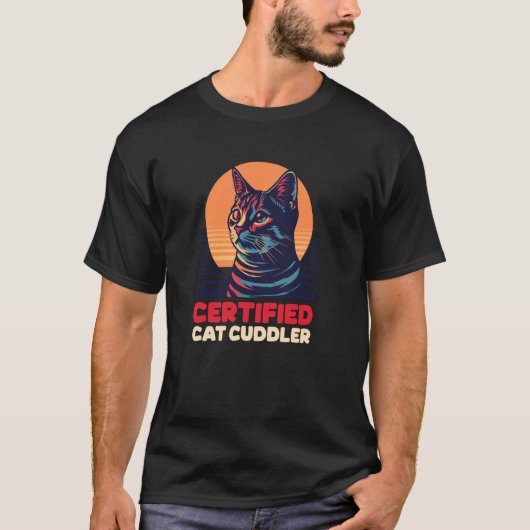 T-shirt Caresseuse de chat certifiée Conception Garde de c (Devant)