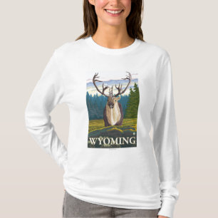 T-shirt Caribou dans le sauvage - le Wyoming