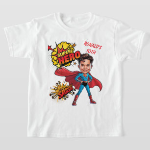 T-shirt Caricature 10e anniversaire Custom Superhero
