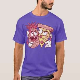 T-shirt Caricature Alimentaire Amis D'Ananas Et De Pizza